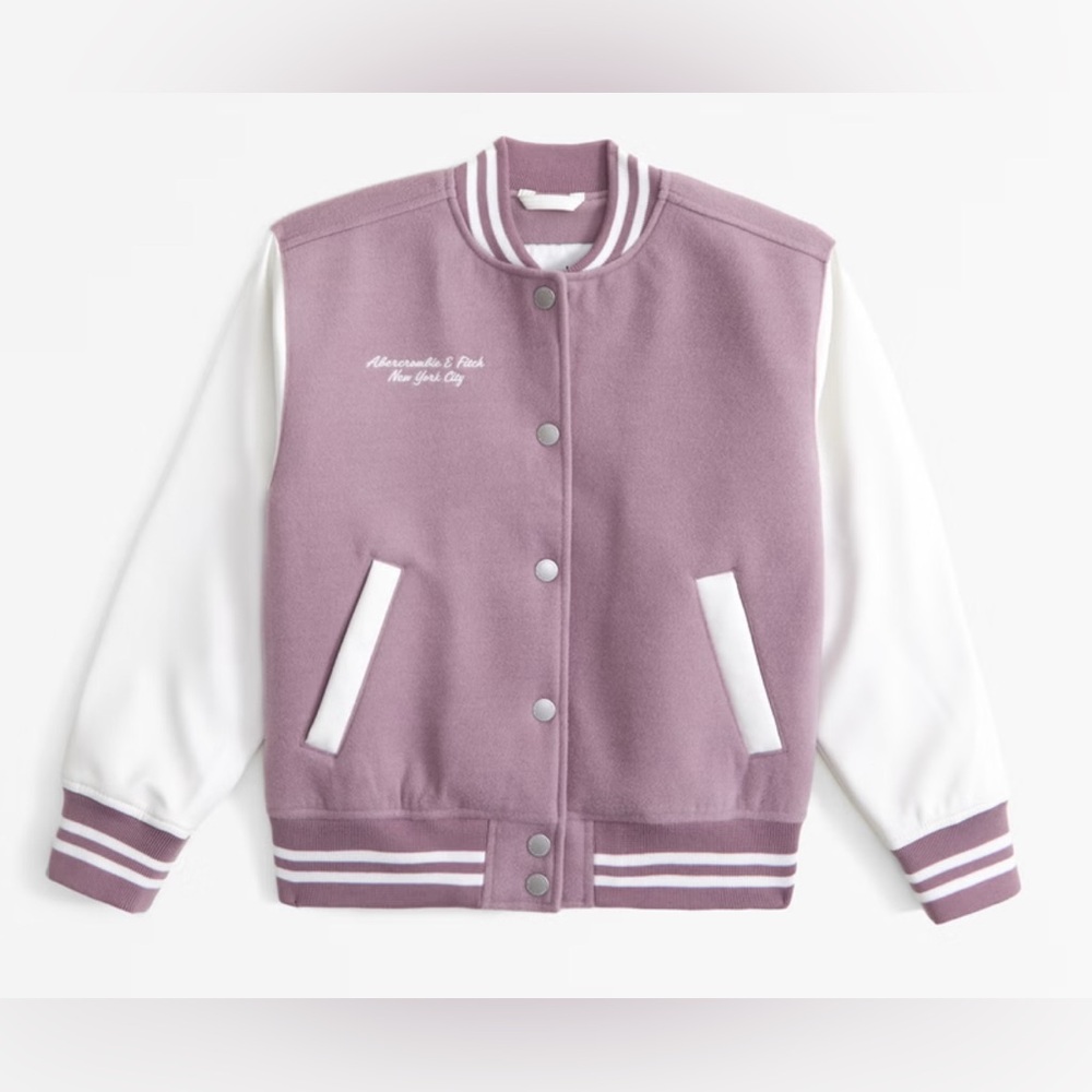 Abercrombie Kids Girls Pink Varsity Jacket Size 5/6